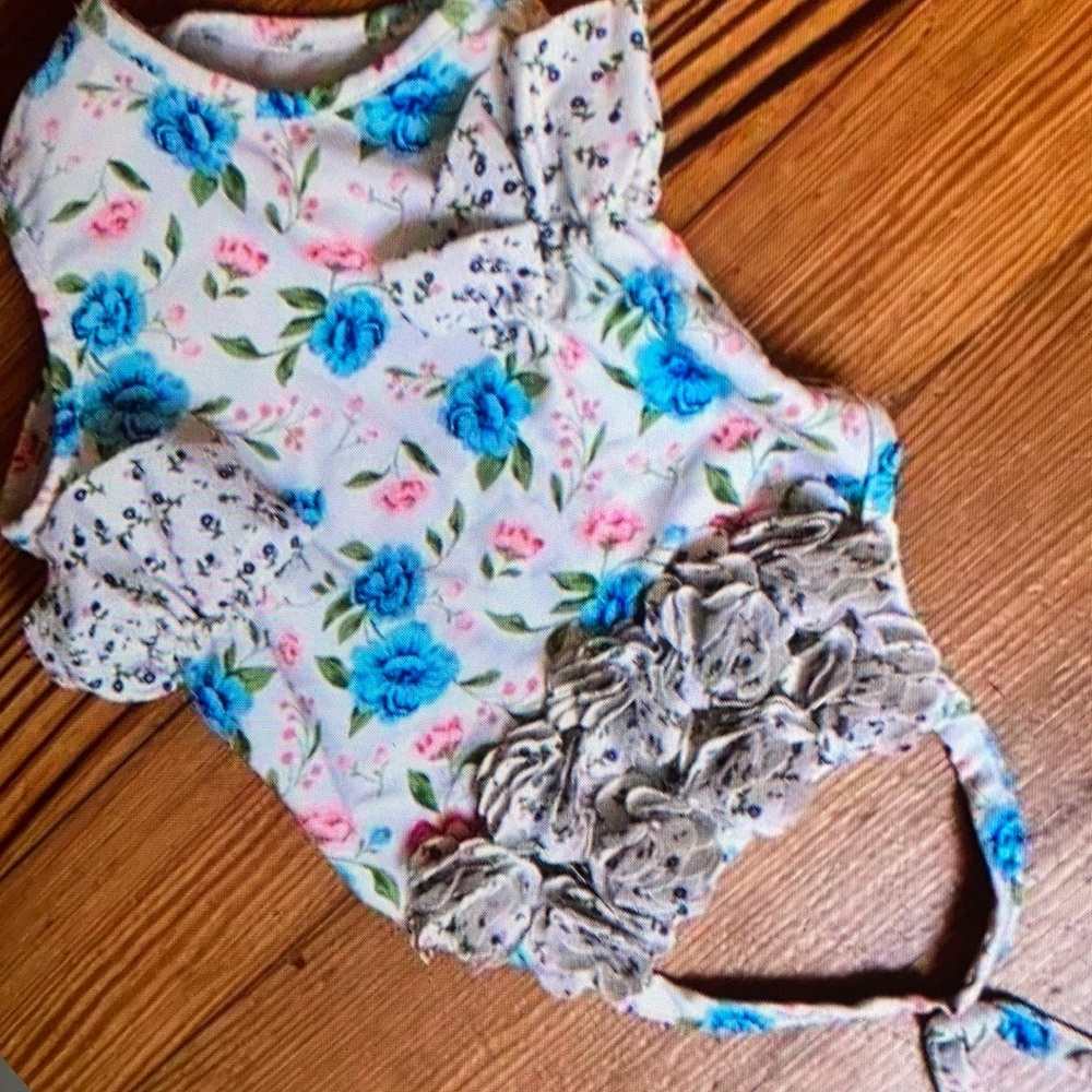 Floral halter ruffle one piece